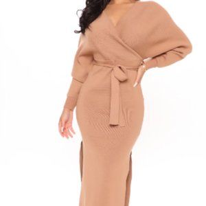 Wrapped All Around Me Midi Sweater Dress